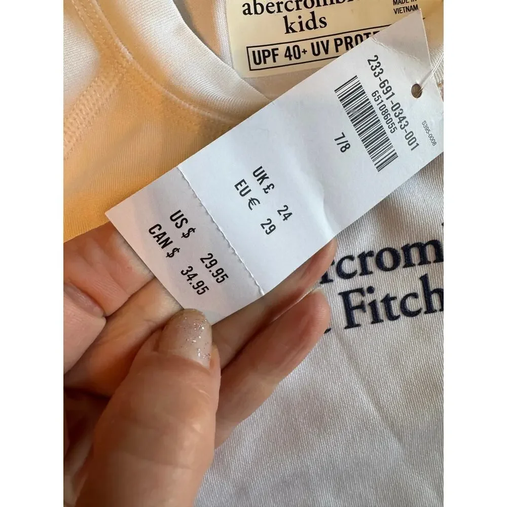 abercrombie kids UPF 40+ UV Protection Swim Shirt / Rashguard NWT Size 7/8